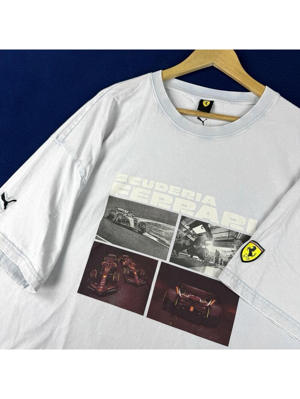 PUMA Scuderia Ferrari F1 driver graphic T-Shirt Wash Gray Men Size XXL Racing